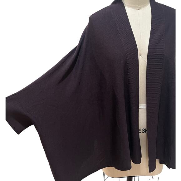 NWOT Eileen Fisher Brown Silk Blend Open Front Easy Fit Cardigan Size Medium - Picture 3 of 7